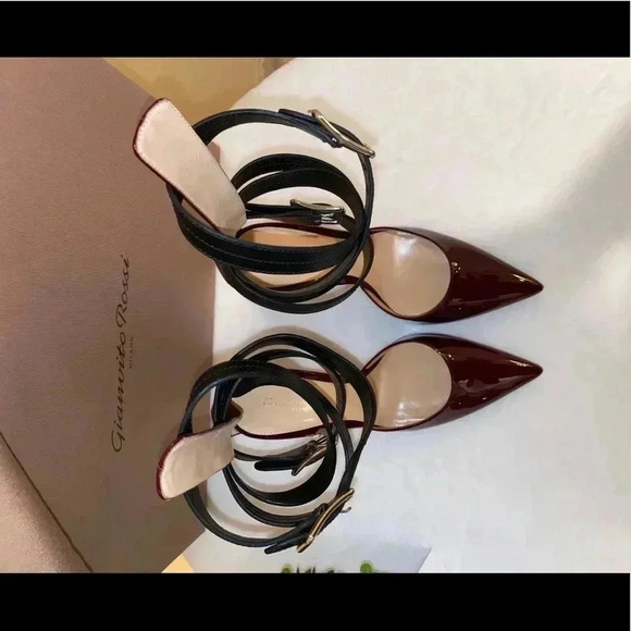 Gianvito Rossi Sz 9 Burgundy Parker 105 closes toe Multi strap heels - Picture 6 of 10